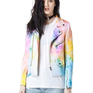 UNIF neoprene rainbow medium moto jacket EUC
